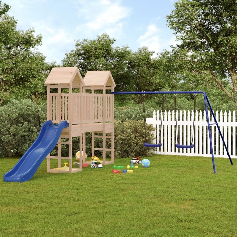 Jucarii, Copii si Bebe - Jucarii si jocuri - Jucarii de exterior - Spatii de joaca si accesorii - Set de joaca pentru exterior, lemn masiv de pin - Infinity.ro