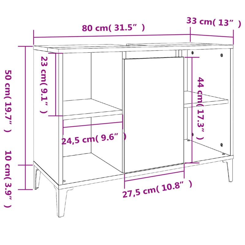 Casa si Gradina - Mobilier - Mobilier baie - Comode baie - Dulap de chiuveta, negru, 80x33x60 cm, lemn prelucrat - Infinity.ro