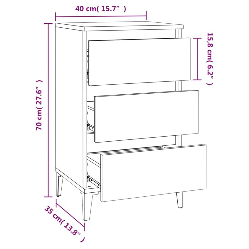 Casa si Gradina - Mobilier - Comode si corpuri - Noptiere - Noptiera, alb, 40x35x70 cm, lemn prelucrat - Infinity.ro