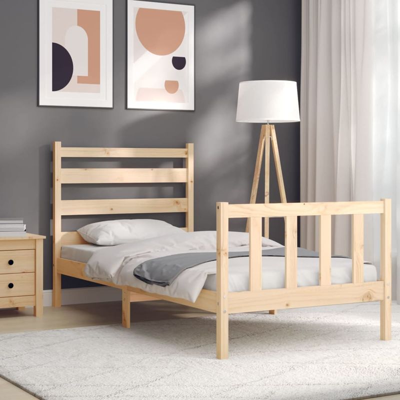 Casa si Gradina - Mobilier - Paturi si accesorii - Paturi - Cadru de pat cu tablie single mic, 90x190 cm, lemn masiv - Infinity.ro