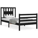 Casa si Gradina - Mobilier - Paturi si accesorii - Paturi - Cadru de pat cu tablie single mic, negru, lemn masiv - Infinity.ro