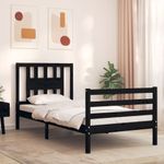 Casa si Gradina - Mobilier - Paturi si accesorii - Paturi - Cadru de pat cu tablie single mic, negru, lemn masiv - Infinity.ro