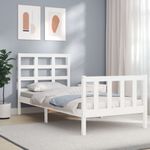 Casa si Gradina - Mobilier - Paturi si accesorii - Paturi - Cadru de pat cu tablie single mic, alb, 90x190 cm, lemn masiv - Infinity.ro