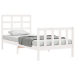 Casa si Gradina - Mobilier - Paturi si accesorii - Paturi - Cadru de pat cu tablie single mic, alb, 90x190 cm, lemn masiv - Infinity.ro