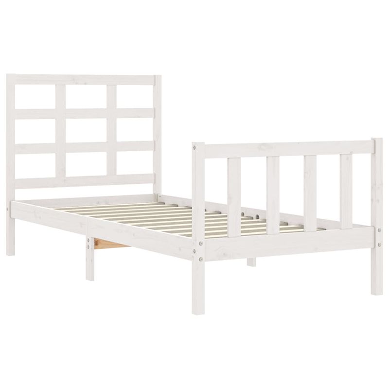 Casa si Gradina - Mobilier - Paturi si accesorii - Paturi - Cadru de pat cu tablie single mic, alb, 90x190 cm, lemn masiv - Infinity.ro