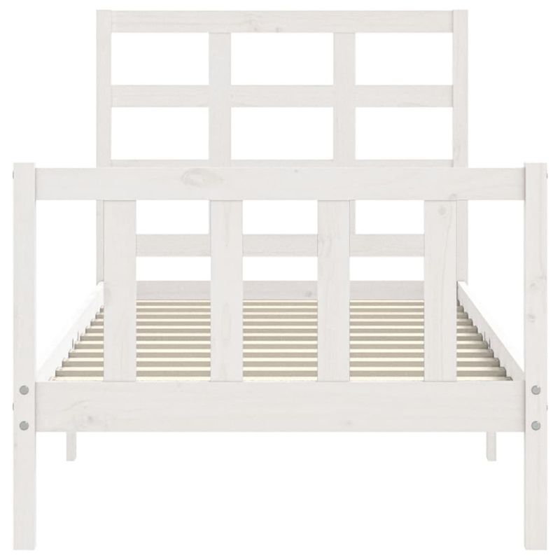 Casa si Gradina - Mobilier - Paturi si accesorii - Paturi - Cadru de pat cu tablie single mic, alb, 90x190 cm, lemn masiv - Infinity.ro