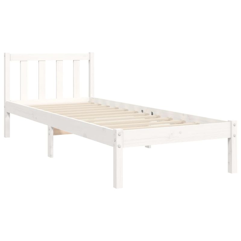 Casa si Gradina - Mobilier - Paturi si accesorii - Paturi - Cadru de pat cu tablie single mic, alb, 90x190 cm, lemn masiv - Infinity.ro