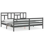 Casa si Gradina - Mobilier - Paturi si accesorii - Paturi - Cadru de pat cu tablie single mic, gri, lemn masiv - Infinity.ro