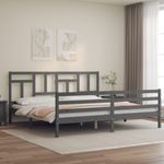 Casa si Gradina - Mobilier - Paturi si accesorii - Paturi - Cadru de pat cu tablie single mic, gri, lemn masiv - Infinity.ro