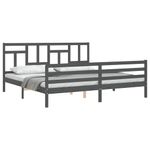 Casa si Gradina - Mobilier - Paturi si accesorii - Paturi - Cadru de pat cu tablie single mic, gri, lemn masiv - Infinity.ro