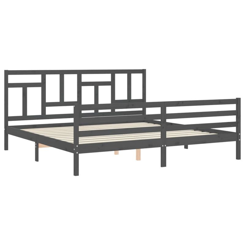 Casa si Gradina - Mobilier - Paturi si accesorii - Paturi - Cadru de pat cu tablie single mic, gri, lemn masiv - Infinity.ro