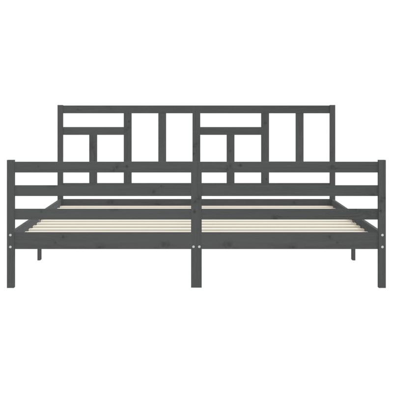 Casa si Gradina - Mobilier - Paturi si accesorii - Paturi - Cadru de pat cu tablie single mic, gri, lemn masiv - Infinity.ro