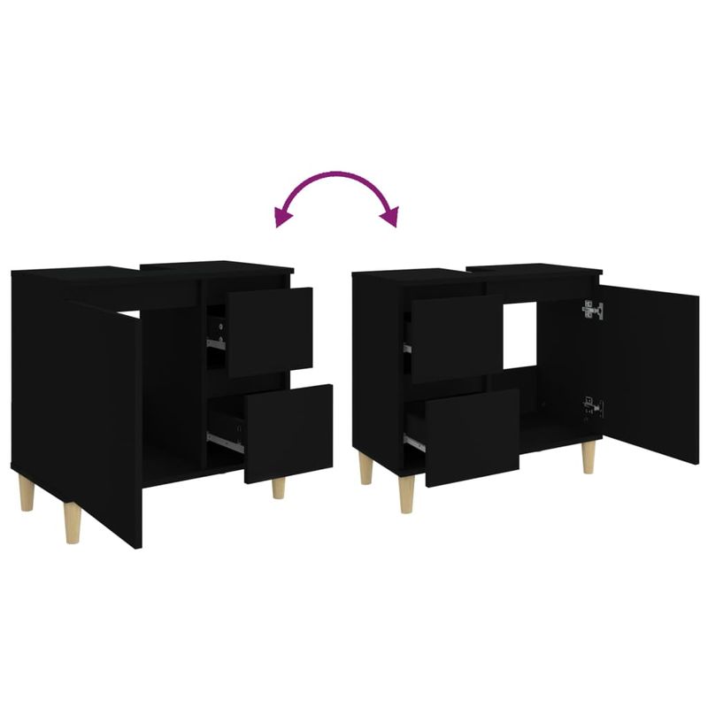 Casa si Gradina - Mobilier - Mobilier baie - Comode baie - Dulap de baie, negru, 65x33x60 cm, lemn prelucrat - Infinity.ro
