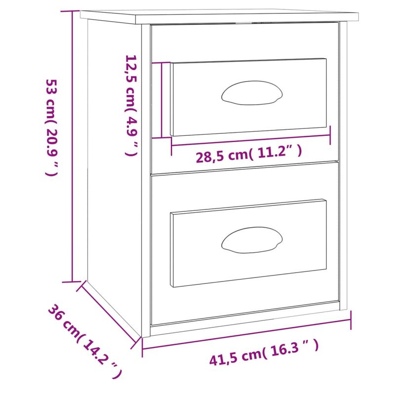 Casa si Gradina - Mobilier - Comode si corpuri - Noptiere - Noptiera de perete, negru, 41,5x36x53cm - Infinity.ro