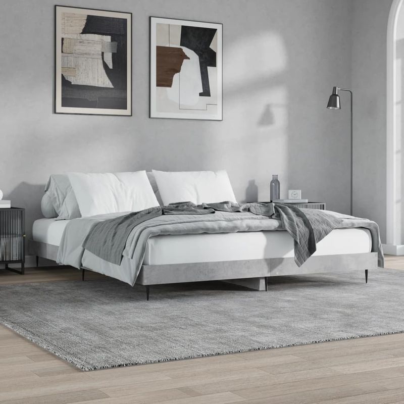 Casa si Gradina - Mobilier - Paturi si accesorii - Paturi - Cadru de pat, gri beton, 200x200 cm, lemn prelucrat - Infinity.ro