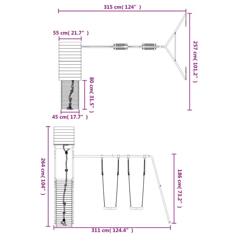 Jucarii, Copii si Bebe - Jucarii si jocuri - Jucarii de exterior - Spatii de joaca si accesorii - Set de joaca pentru exterior, lemn masiv de douglas - Infinity.ro