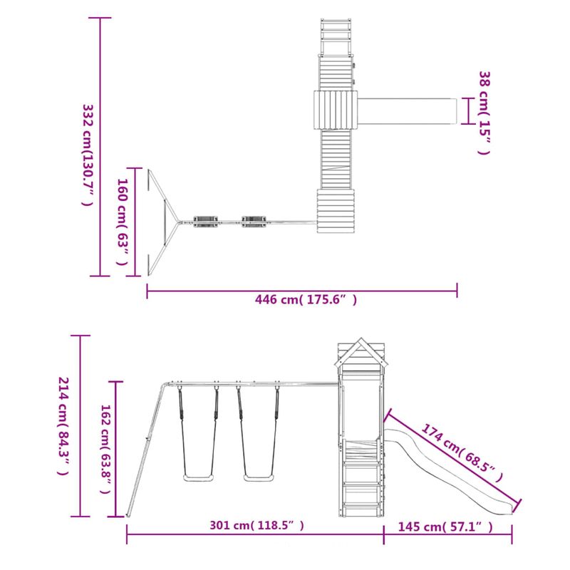 Jucarii, Copii si Bebe - Jucarii si jocuri - Jucarii de exterior - Spatii de joaca si accesorii - Set de joaca pentru exterior, lemn masiv de pin - Infinity.ro