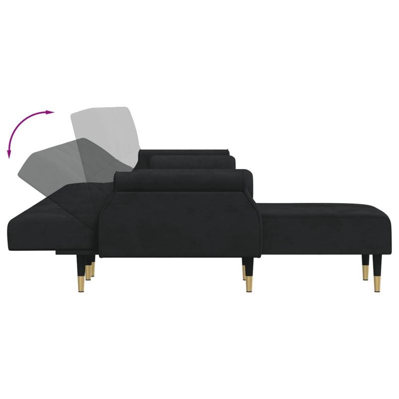 Casa si Gradina - Mobilier - Canapele si coltare - Canapele - Canapea extensibila in forma de L negru 271x140x70 cm catifea - Infinity.ro