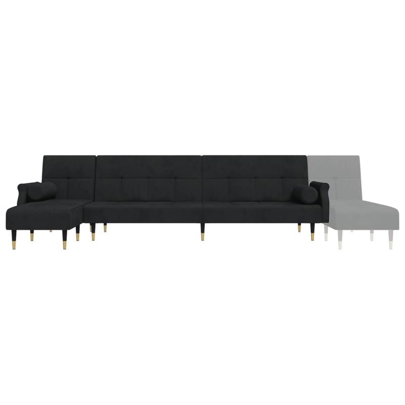 Casa si Gradina - Mobilier - Canapele si coltare - Canapele - Canapea extensibila in forma de L negru 271x140x70 cm catifea - Infinity.ro