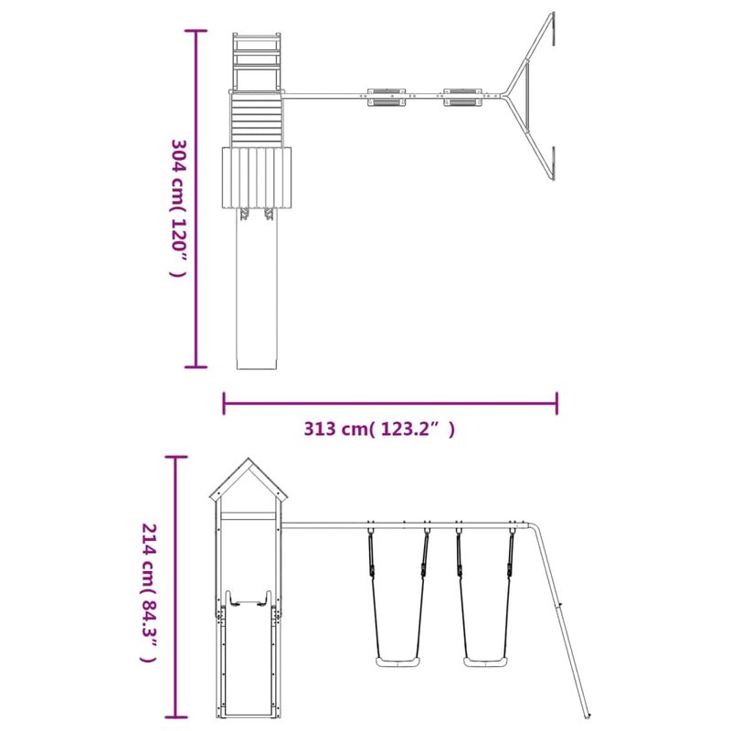 Jucarii, Copii si Bebe - Jucarii si jocuri - Jucarii de exterior - Spatii de joaca si accesorii - Set de joaca pentru exterior, lemn de pin impregnat - Infinity.ro