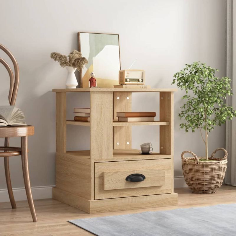 Casa si Gradina - Mobilier - Comode si corpuri - Comode - Masa laterala, stejar sonoma, 50x50x60 cm, lemn prelucrat - Infinity.ro