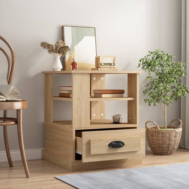 Casa si Gradina - Mobilier - Comode si corpuri - Comode - Masa laterala, stejar sonoma, 50x50x60 cm, lemn prelucrat - Infinity.ro