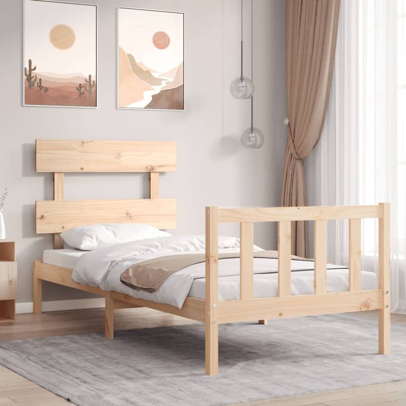 Casa si Gradina - Mobilier - Paturi si accesorii - Paturi - Cadru de pat cu tablie single mic, lemn masiv - Infinity.ro