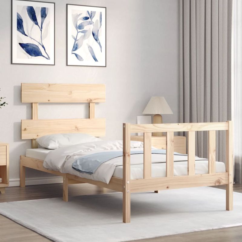 Casa si Gradina - Mobilier - Paturi si accesorii - Paturi - Cadru de pat cu tablie single mic, lemn masiv - Infinity.ro