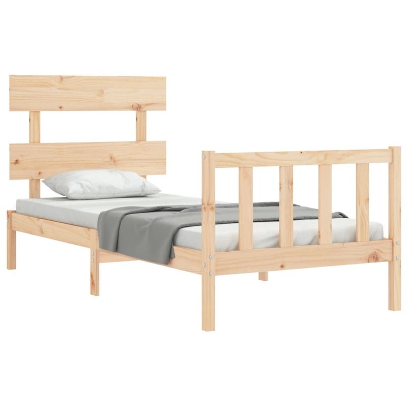 Casa si Gradina - Mobilier - Paturi si accesorii - Paturi - Cadru de pat cu tablie single mic, lemn masiv - Infinity.ro