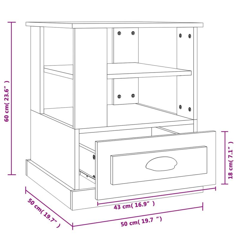 Casa si Gradina - Mobilier - Comode si corpuri - Comode - Masa laterala, stejar sonoma, 50x50x60 cm, lemn prelucrat - Infinity.ro