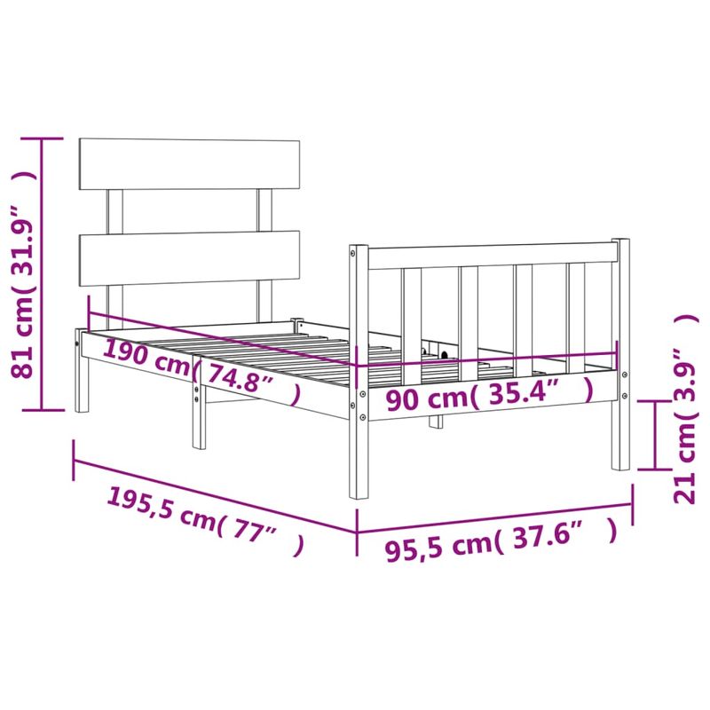 Casa si Gradina - Mobilier - Paturi si accesorii - Paturi - Cadru de pat cu tablie single mic, lemn masiv - Infinity.ro