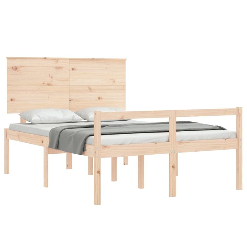 Casa si Gradina - Mobilier - Paturi si accesorii - Paturi - Cadru de pat senior cu tablie single mic, 140x190 cm, lemn masiv - Infinity.ro