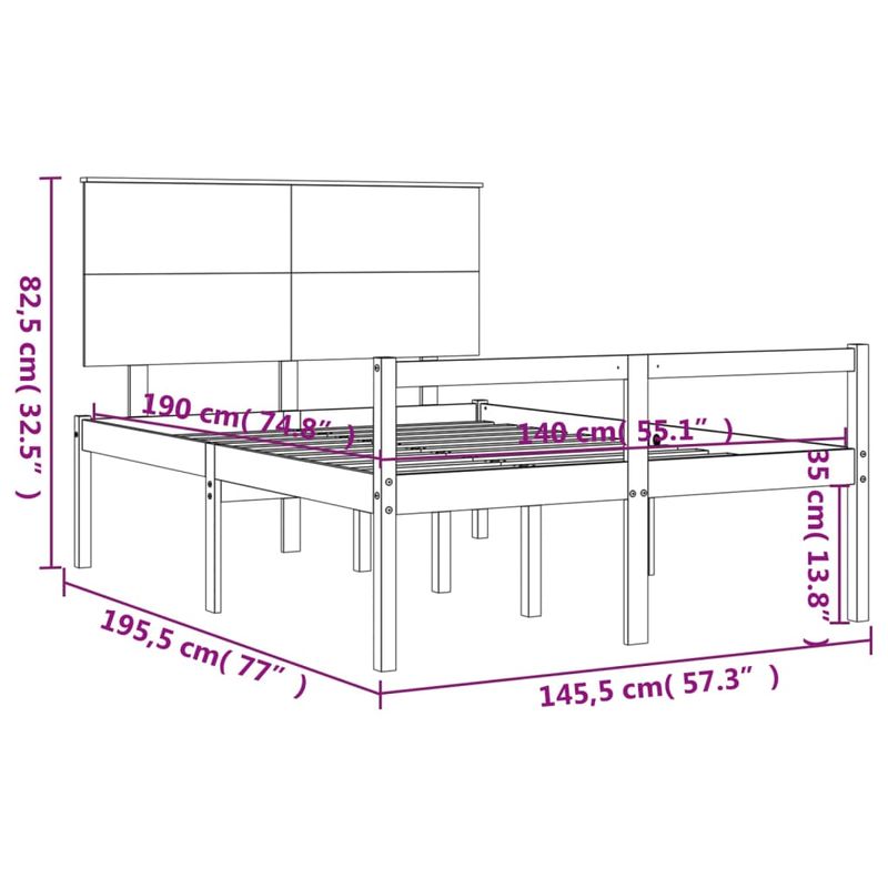 Casa si Gradina - Mobilier - Paturi si accesorii - Paturi - Cadru de pat senior cu tablie single mic, 140x190 cm, lemn masiv - Infinity.ro