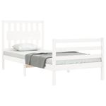 Casa si Gradina - Mobilier - Paturi si accesorii - Paturi - Cadru de pat cu tablie single mic, alb, 90x200 cm, lemn masiv - Infinity.ro
