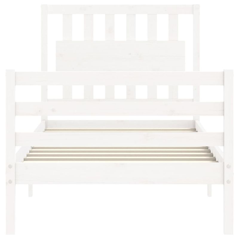 Casa si Gradina - Mobilier - Paturi si accesorii - Paturi - Cadru de pat cu tablie single mic, alb, 90x200 cm, lemn masiv - Infinity.ro
