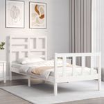 Casa si Gradina - Mobilier - Paturi si accesorii - Paturi - Cadru de pat cu tablie single mic, alb, lemn masiv - Infinity.ro