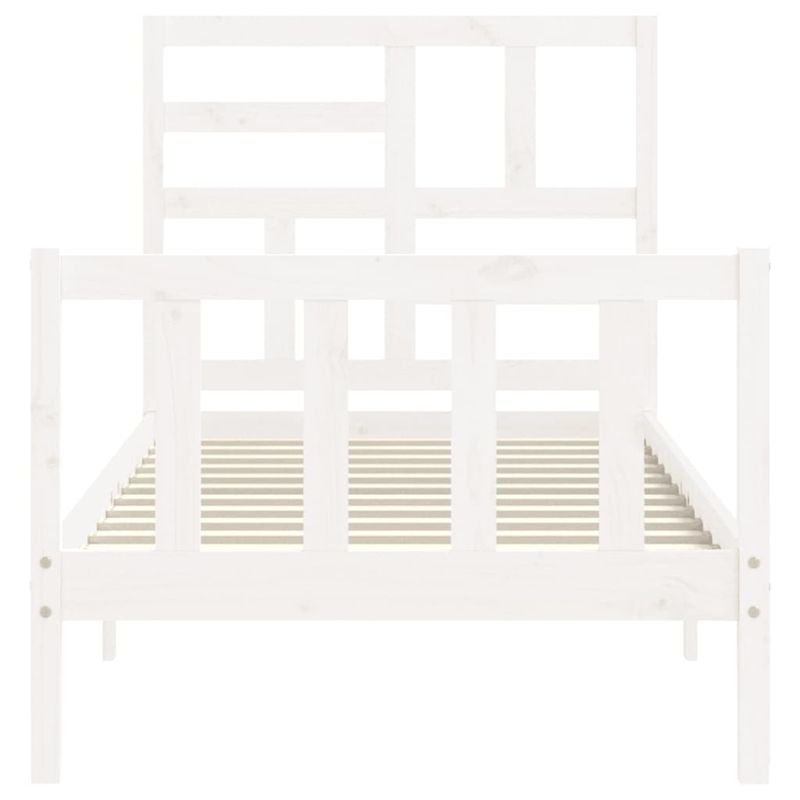 Casa si Gradina - Mobilier - Paturi si accesorii - Paturi - Cadru de pat cu tablie single mic, alb, lemn masiv - Infinity.ro
