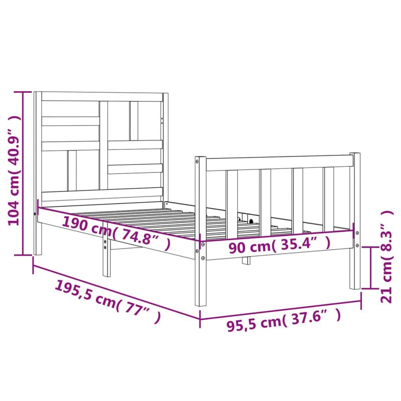 Casa si Gradina - Mobilier - Paturi si accesorii - Paturi - Cadru de pat cu tablie single mic, alb, lemn masiv - Infinity.ro