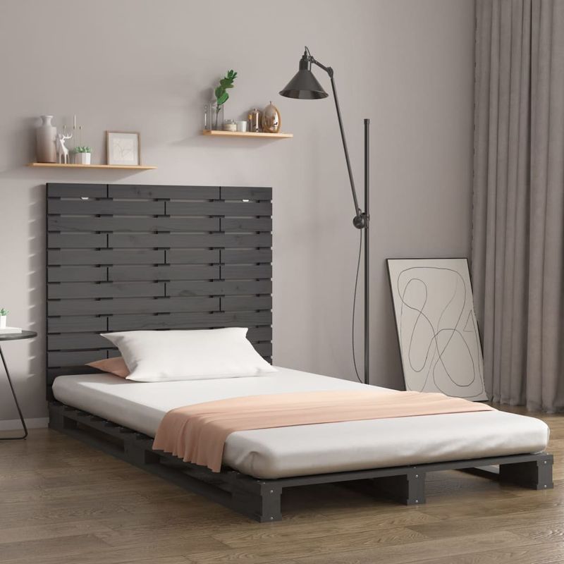 Casa si Gradina - Mobilier - Paturi si accesorii - Accesorii paturi - Tablie de pat pentru perete, gri, 106x3x91,5 cm, lemn masiv pin - Infinity.ro