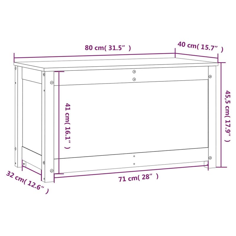 Casa si Gradina - Mobilier - Organizare si depozitare - Cutii depozitare - Cutie de depozitare, 80x40x45,5 cm, lemn masiv de pin - Infinity.ro