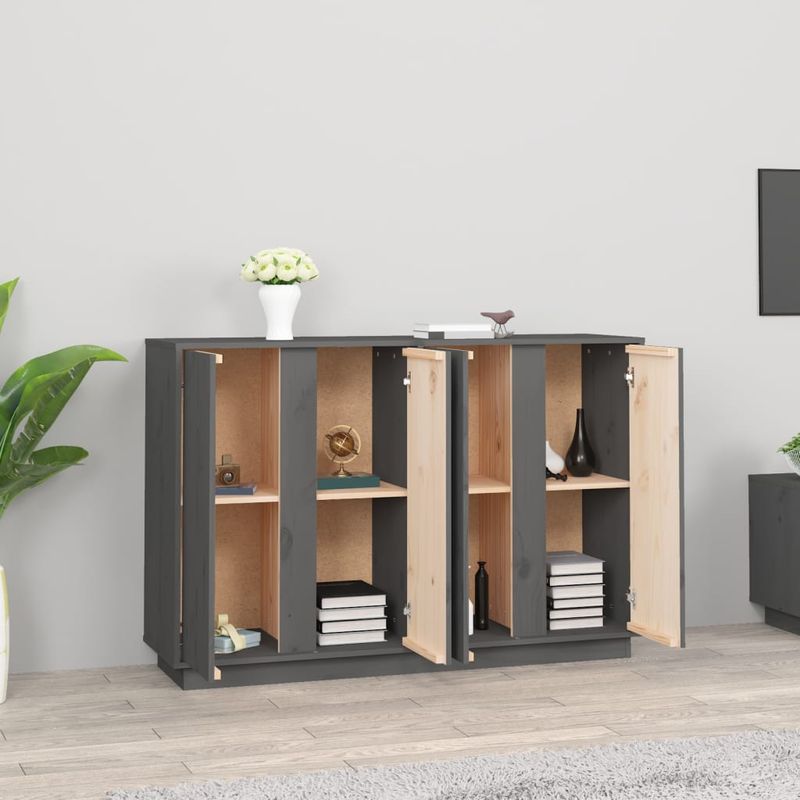Casa si Gradina - Mobilier - Comode si corpuri - Comode - Servanta, gri, 120x35x80 cm, lemn masiv de pin - Infinity.ro