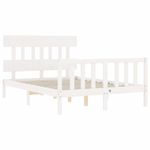 Casa si Gradina - Mobilier - Paturi si accesorii - Paturi - Cadru de pat cu tablie single mic, alb, 140x200 cm, lemn masiv - Infinity.ro