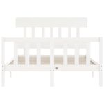 Casa si Gradina - Mobilier - Paturi si accesorii - Paturi - Cadru de pat cu tablie single mic, alb, 140x200 cm, lemn masiv - Infinity.ro