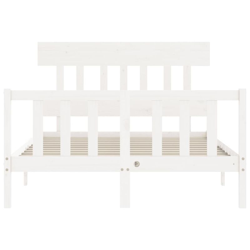 Casa si Gradina - Mobilier - Paturi si accesorii - Paturi - Cadru de pat cu tablie single mic, alb, 140x200 cm, lemn masiv - Infinity.ro