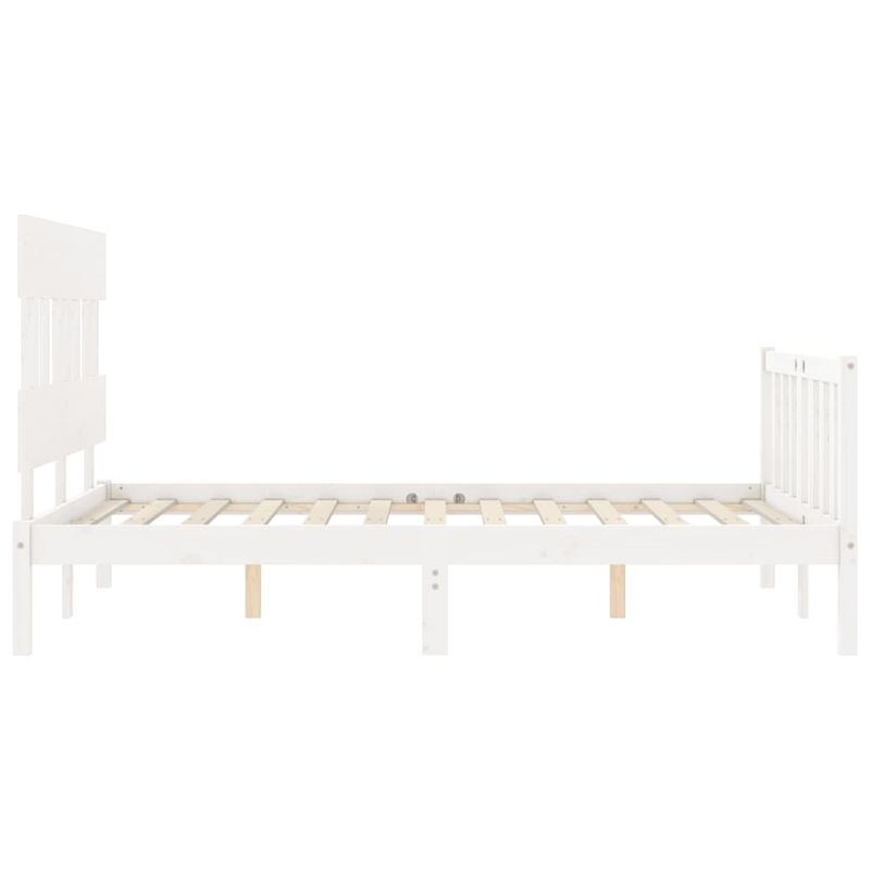 Casa si Gradina - Mobilier - Paturi si accesorii - Paturi - Cadru de pat cu tablie single mic, alb, 140x200 cm, lemn masiv - Infinity.ro
