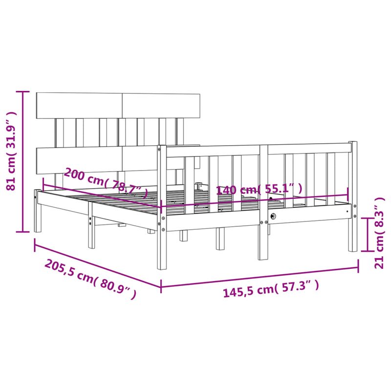 Casa si Gradina - Mobilier - Paturi si accesorii - Paturi - Cadru de pat cu tablie single mic, alb, 140x200 cm, lemn masiv - Infinity.ro