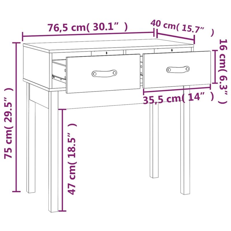 Casa si Gradina - Mobilier - Comode si corpuri - Console - Masa consola, 76,5x40x75 cm, lemn masiv de pin - Infinity.ro