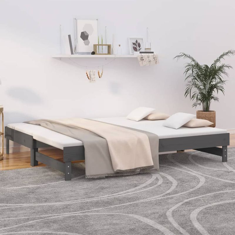 Casa si Gradina - Mobilier - Paturi si accesorii - Paturi - Pat de zi extensibil, gri, 2x(90x200) cm, lemn masiv de pin - Infinity.ro