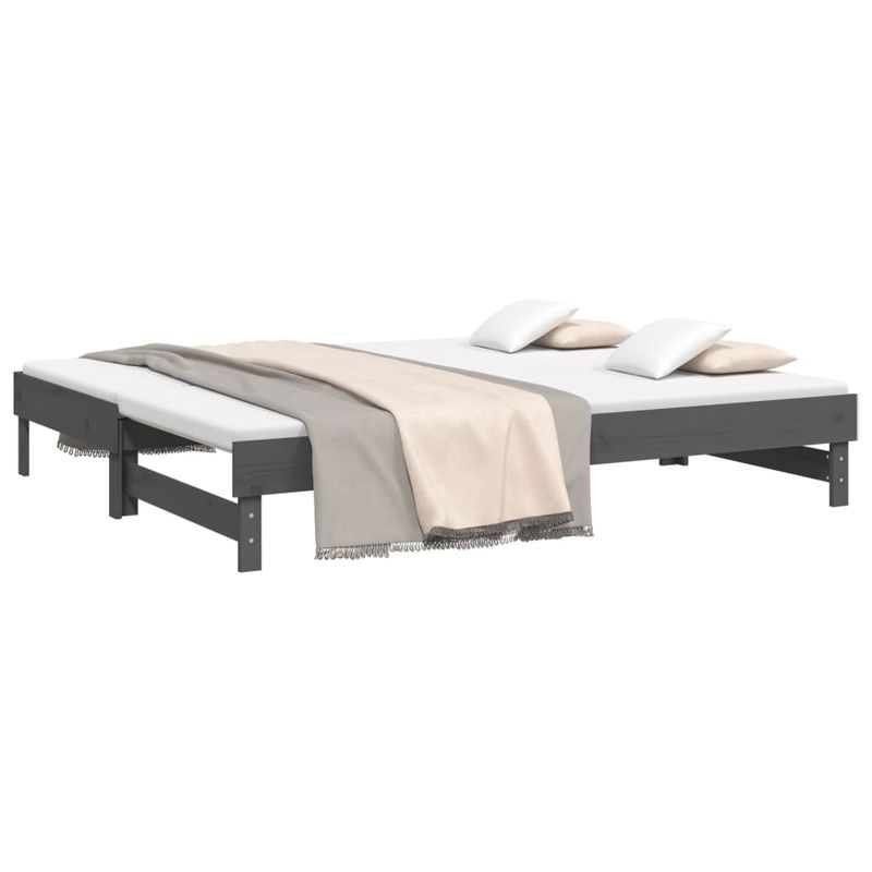 Casa si Gradina - Mobilier - Paturi si accesorii - Paturi - Pat de zi extensibil, gri, 2x(90x200) cm, lemn masiv de pin - Infinity.ro