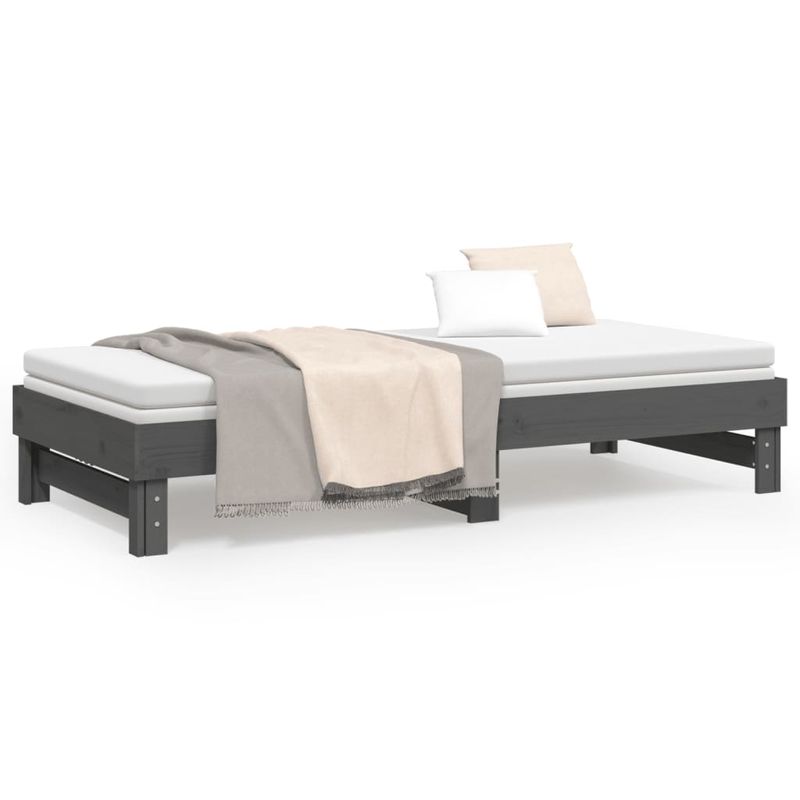 Casa si Gradina - Mobilier - Paturi si accesorii - Paturi - Pat de zi extensibil, gri, 2x(90x200) cm, lemn masiv de pin - Infinity.ro
